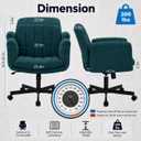 Criss Cross Office Chair with Wheels and Arms, Vanity Chair with Back, Comfy Swivel Cross Legged Office Chairs for Ultimate Comfort and Support, Unique Multifunctional Stylish Arms Mint Green, 23"D x 28.5"W x 34.5"H