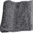 LanYunUmi Dark Gray Rugs for Bathroom Slip-Resistant Shag Chenille Bath Mat Extra Soft and Absorbent Rug Shower Room Machine-Washable Fast Dry (Dark Gray, 17"x24")