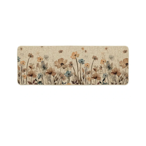 Artoid Mode Brown Poppy Floral Leaves Spring Kitchen Mats, Spring Home Decor Low-Profile Kitchen Rugs for Floor  17x47 Inch