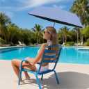 Beach Chair Umbrella with Adjustable Clamp, 45in UPF 50+ Portable Folding Sun Shade for Outdoor Camping Wheelchair,Travel, Stroller, Patio, Golf Carts Plant Shade(Chair Not Included) (Large, Dark Blue)
