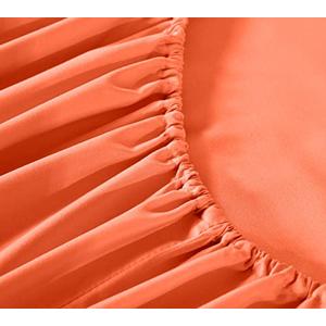 New Fitted Sheet - Super Soft, Solid Lightwight Comfortable Bedding- 16" Deep Pockets Fully Elastic Shrink, Tear & Fade Resistant Easy Care - Long Lasting - Bottom Bed Sheet Only (Orange, Twin)