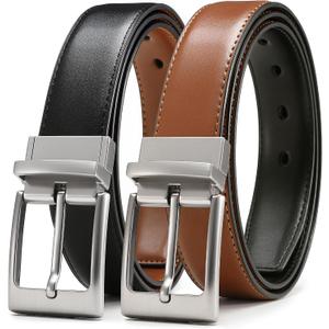 CHAOREN Reversible Belt Men 1 Piece - 1.25" Leather Dress Belt - Trim to Fit for Elegant Style (Brown)