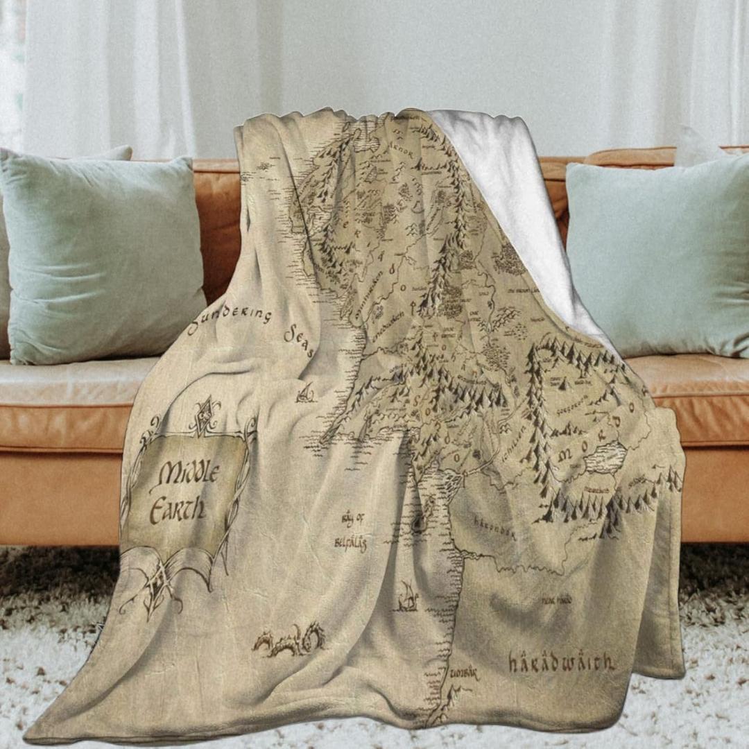 Sofa Throw Blanket for Women Flannel Soft Lightweight Warm Shawl Thick Knitted Plush Cozy Comfy Decorative Map Throw Blanket for Couch Bed Queen King Size (80x60 Inches)