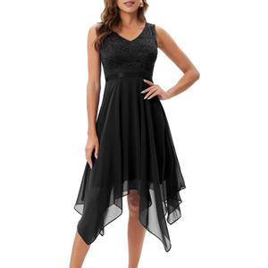 Meetjen Women's Lace Cocktail Party Dress 2025 Handkerchief Hem Bridesmaid Prom Formal Dresses for Wedding Guest (XX-Large)