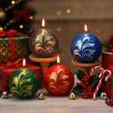 2 x Lounsweer 4 Pcs Ball Candles 3 Inch Round Candles Glitter Swirl Novelty Pattern Unscented Decorative Sphere Candle for Weddings, Home Party Holiday Decoration, Housewarming Gifts