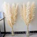 46" inch 10 Stems Natural Pampas Grass Decor Tall, Pompas Grass, Tall Pampas Grass for Weddingm, Farmhouse, Boho Home Decor (Ivory)