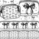 Kacctyen 10 Pcs Black Bow Clear Makeup Bags Coquette Cosmetic Bag Women Girl forPreppy Bow Gift Accessories PVC Waterproof Travel Toiletry Pouch for Friend Gift