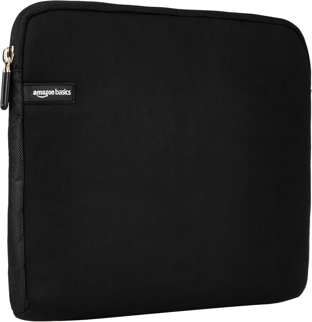 Amazon Basics 14 inch Laptop Sleeve, Protective Case with Zipper for MacBook Pro, MacBook Air, Surface, Dell, HP, Lenovo - Black