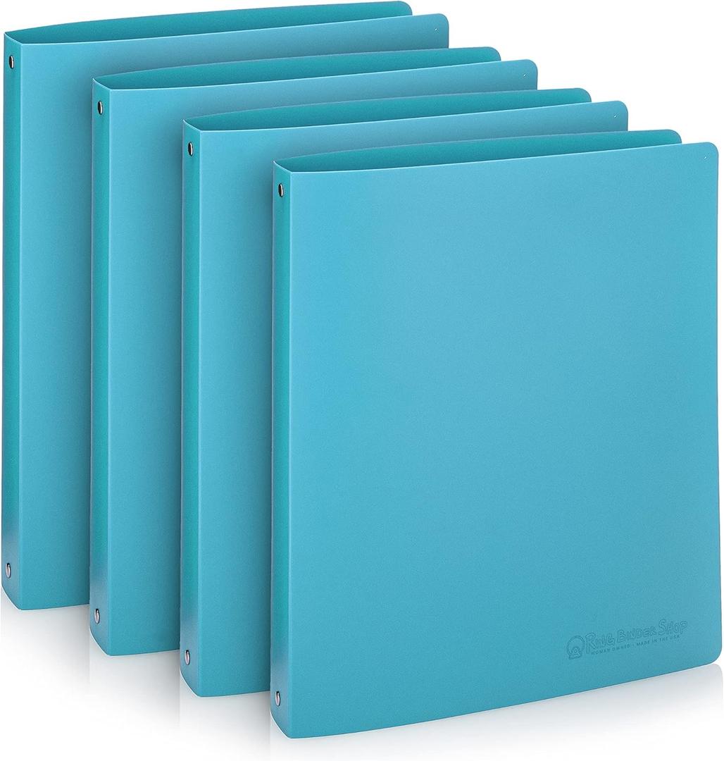 Premium Economy 3 Ring Binder, 1.5 Inch Pull-Open Round Rings, Holds 300 Sheets, Flexible, Lightweight, 4-Pack, Side Opening, Blue