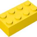 Classic Bulk Brick Block 2x4, 100 Piece Building Brick Yellow, Compatible with Lego Parts and Pieces 3001, Creative Play Set - Compatible with Major Brands(Colour:Yellow)