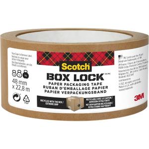 Scotch Box Lock Paper Packing Tape, Kraft Brown, Extreme Grip Kraft Paper Tape That Recycles with The Box, Shipping Tape, 1.88 in. x 25 yd., 8 Tape Rolls