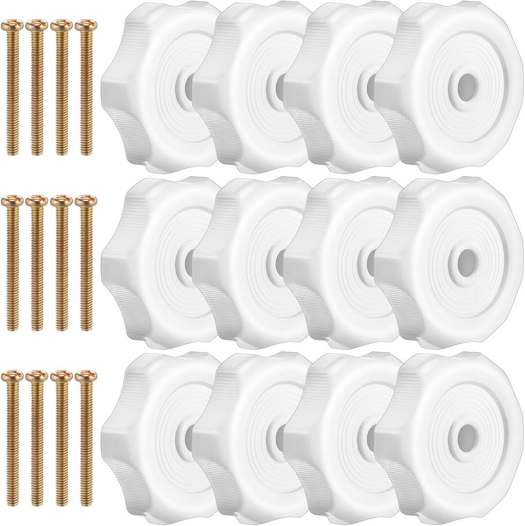 Zonon 12 Pack Shaft Rv Window and Vent Knobs 1 Shaft 2-1/4 Diameter Camper Window Latch Knob with Screws Interior Hardware Accessories Plastic Knob for Rv, Boat, Toolbox Vent Mechanism(White)