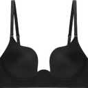 HACI Backless Low Cut Push Up Bras(Black, 38D)