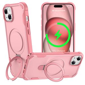 CHAOFEnG Designed for iPhone 15 Plus Case with Magnetic Stand [Military Drop Protection][Compatible with Magnet] Shockproof 15 Plus Phone Case with Ring Holder, Pink