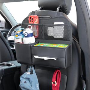 PU Leather Car Tissue Holder - 100-160 Tissue Capacity, Multi-Purpose Storage Bag for Auto Backseat & Front Headrest, Durable Auto Seat Organizer Accessory (Black)