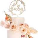 Oh Baby Cake Topper - Wooden Baby Shower Cake Decorations, Baby Shower Cake Topper for Rustic Theme Gender Reveal Baby Birthday Party Photo Booth Props
