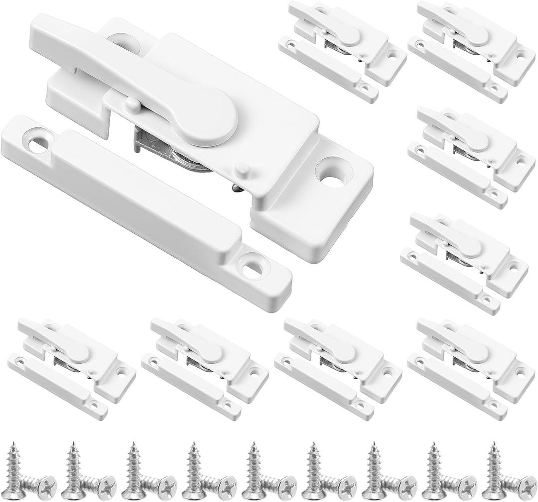 8 Pack Windows Sash Lock-Sliding Window Sash Locks for Single-Hung and Double-Hung Windows-White Cam Sash Locks for Vertical and Horizontal Sliding Windows