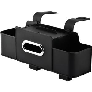 4-in-1 Back Seat Car Organizer with Extra Large Capacity, 2 Cup Holders, Tissue Box Dispenser & Storage Hook for Phone, Snacks, Toys(Black)