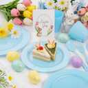 KIRE 150 Piece Blue Plastic Plates Disposable - Blue Dinnerware Set Includes 25 Dinner Plates, 25 Salad Plates, 25 Utensils Set 25 Clear Cups for Birthday/Picnic/Baby Shower/Easter/Spring