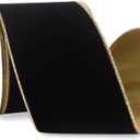 Ribbli Black Velvet Wired Ribbon 4 Inch Luxury Matte Velvet Christmas Ribbon for Gift Wrapping Christmas Tree Decoration Crafts Wreaths Supplies - 10 Yards