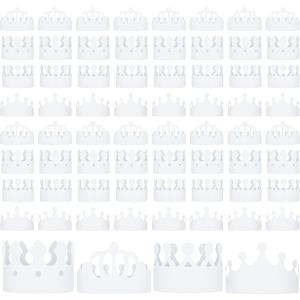 200 Pcs White Paper Crowns DIY Birthday Party Crowns for Kids, Birthday Party Hats Decorations Baby Shower Party Supplies (Stylish Style)