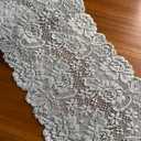6 Inches Wide White Stretchy Lace with Floral Pattern for Bridal Wedding Decorations, Sewing DIY Making and DIY Crafts- 5 Yards (7227 Grey)