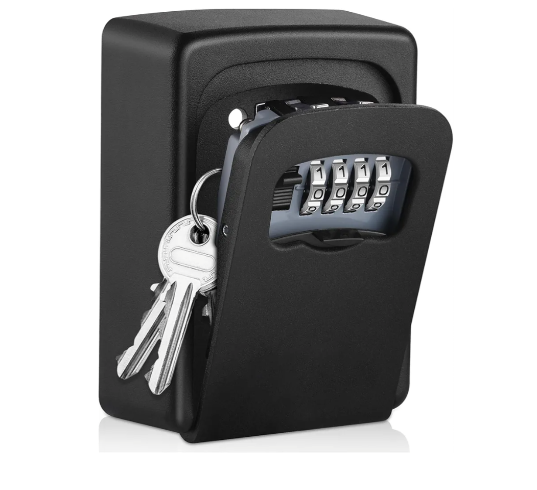 Key Lock Box Wall Mounted,4 Digit Combination Weatherproof Lockbox for Outside House,5 Keys Large Capacity Lockbox,Key Safe Security Storage Lock Box with Resettable Code for Indoor Outdoor Garage