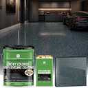 4 Gallon Dark Gray Epoxy Colored Sand Self‑Leveling Floor Paint, Marble‑Effect, 100% High Solids, 5.5:1 Sand‑Aggregate Ratio,6H Hardness,1.5mm Finished Thickness (Dark gray,512 Fl Oz,15Kg)