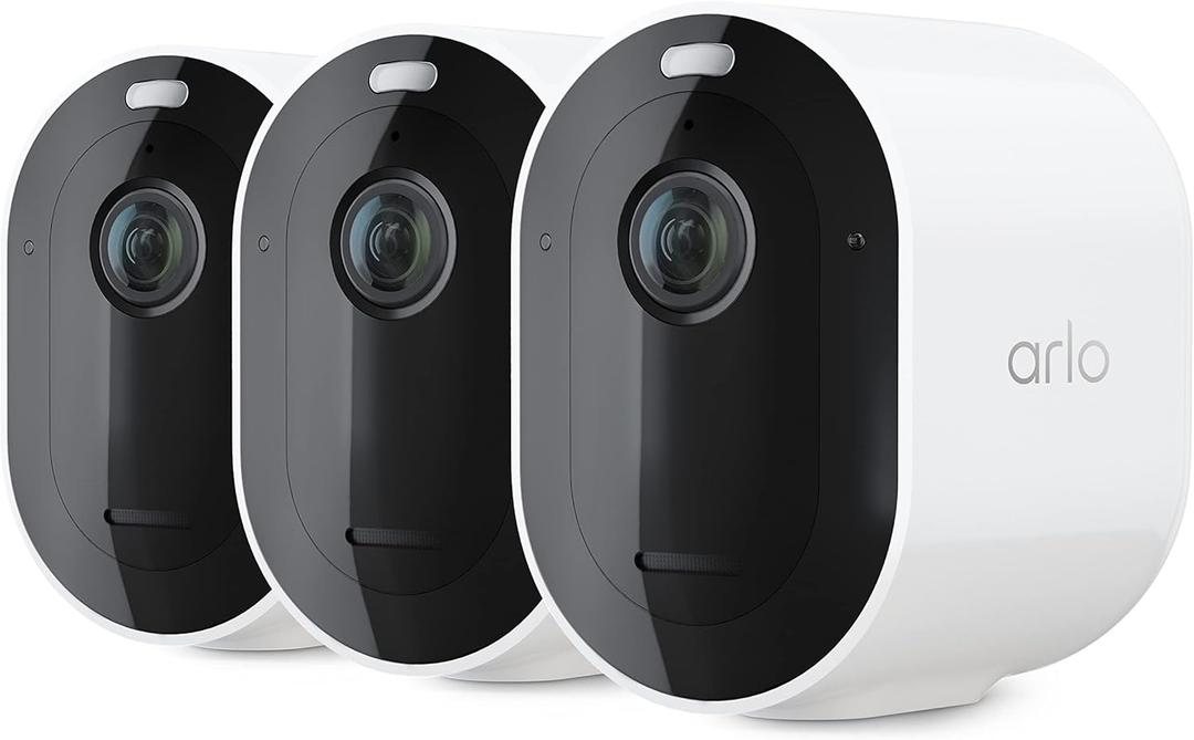 Arlo Pro 5S Spotlight Security Camera 2K HDR | Outdoor | Wireless | Dual-Band Wi-Fi Connects to Strongest Network|12X Zoom, 2-Way Audio, Color Night Vision,Live Stream(White, 3 Cameras)