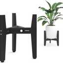 LUE BONA HDPS Plant Stand Indoor Outdoor, Adjustable Mid Century Modern Stand for Plants 8-12 Inch Pots, Black