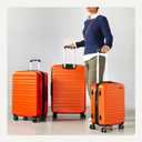 Amazon Basics 3-Piece Hardshell Spinner Luggage Set (21", 26", 30"), Expandable, Scratch-Resistant Surface, Four Multi-directional Wheels, Orange