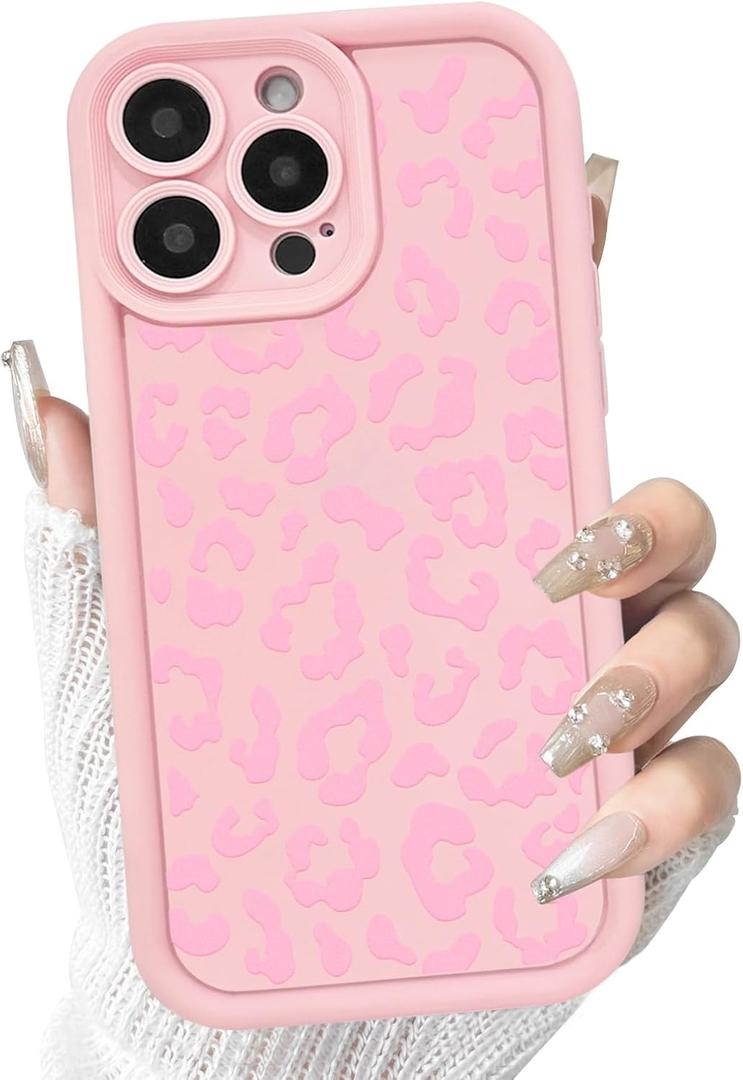 2 x NITITOP Compatible with iPhone 12 Pro Max Case Cute Stylish Leopard Print Design for Women Girls Men Artistic Soft TPU Shockproof Protective Full Camera Protection Cover - Pink
