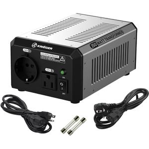 K KRIGER 350 Watt Voltage Transformer, 110/120V to 220/240V Step Up Step Down Converter with AC Outlets, MET Approved Under UL, CSA