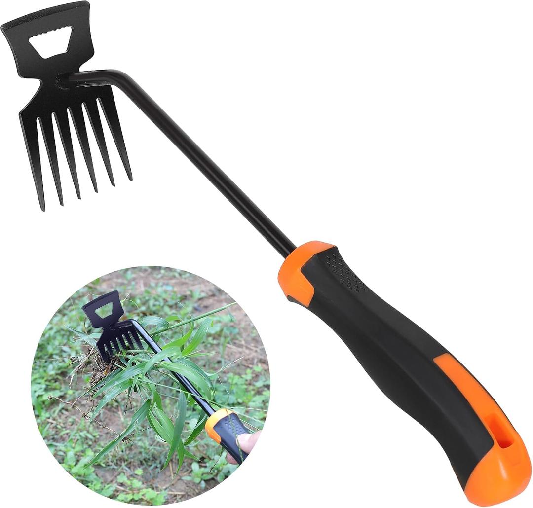 SIXCAR Weed Remover Tool,Portable Garden Weeder Tool,New Manganese Steel Weeding Tools,for Hand Weeder for Vegetable Gardening Backyard Farm Planting & Uprooting Weeding Tool (Rubber 6-Tooth)
