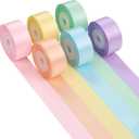 Pastel Ribbon Set - 60Yards Assorted Rainbow Satin Ribbon for Crafts, Bouquets, Parties & Weddings - 6 Rolls (1")