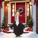 Aliceset Christmas Home Bandits Porch Goose Outfit Set Funny Movie Porch Goose Costume Include Coat Brown Afro Wig and Spider for 23'' Statue Patio Garden Decoration