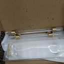 QOGRISUN 5-Pack Acrylic Cabinet Pulls with Brass Base, Gold Modern Drawer Handles, 5-inch Hole Center for Kitchen, Dresser Drawer Clear Glass Crystal Pulls, 7.7-inch Total Length