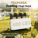 Folding Chair Rack, Folding Chair Storage Cart for 42 Chairs or 12 Tables with Locking Rubber Wheels, 400 LBS Capacity for Weddings & Events, Includes Dust Cover & Elastic Cords, 71"L x 33"W x 40"H