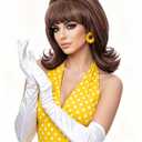 Rugelyss Short Brown Mixed Wig with Bang Retro Bouffant Beehive Wigs fits 80s Costume or Halloween Party