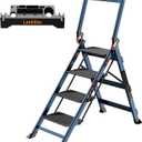 Ladder 4 Step Folding Step Stool with Handrails, Heavy Duty Ladder, Double Anti-Slip Aluminum Step, 20lbs Lightwight Portable Storage 4 Step Ladder for Home Kitchen House RV Work