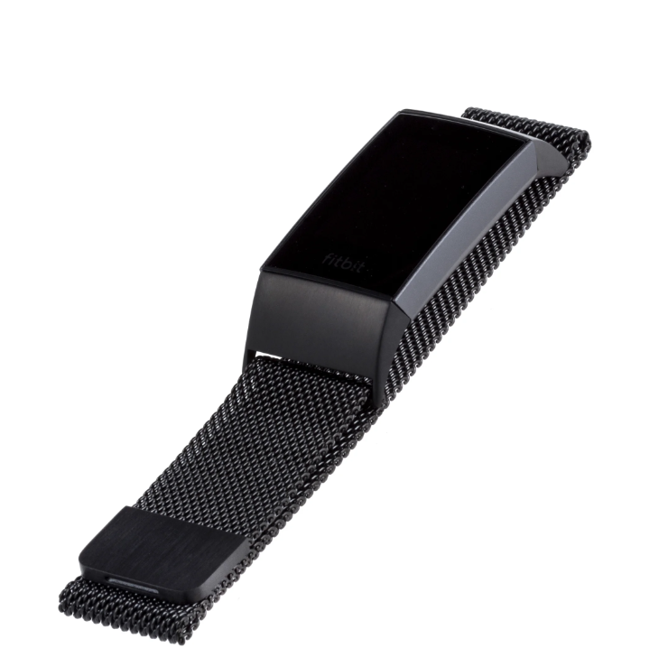 WITHit Black Stainless Steel Mesh Band for Fitbit® Charge 3 & Charge 4