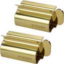 XYKEEY Toothpaste Tube Squeezer - Set of 2 Toothpaste Squeezer Rollers, Metal Toothpaste Tube Wringer Seat Holder Stand (Gold)
