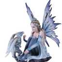 Pacific Giftware Snowflake Winter Fairy and White Leopard Dragon Mystical Statue Figurine