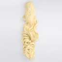 DIGUAN Claw Clip In Wavy Loose curly Synthetic Wrap Around Ponytail Extensions 24 Inches Pony Tail Clip In Extensions for Women Girl 7.4oz/210g (#Light Blonde)