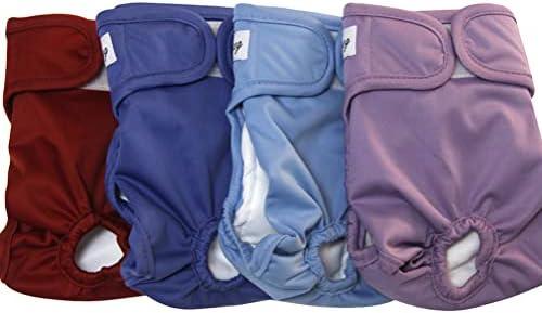 JoyDaog Female Dog Diapers for Medium Dogs,4 Pack Reusable Washable Premium Doggie Diapers for Heat,Incontinence,Period Doggy Nappies,L