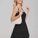 IWD Women's Square Neck Sleeveless Mini Dress Ruched Waist Tiered Ruffle Hem A Line Short Dresses (Black, S)