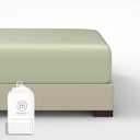 Threadmill Cotton Fitted Sheet Queen Size - 300 Thread Count 1 Piece Sage Green 16 Inch Elasticized Deep Pocket Sateen Sheets for Queen Size Bed - Snug Fit Soft & Durable Hotel Quality Bottom Sheet
