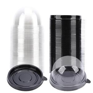 200 Pcs Clear Plastic Mini Cupcake Containers, Single Cupcake Boxes with Dome Lids, Disposable Muffin Pastry Dessert Holders for Wedding, Birthday, Party, and Bakery (Black)
