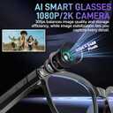 AI Smart Glasses with Camera,800W Camera Glasses for Men and Women,Recording Glasses with Cameras,Replaceable Lenses/Real-Time Translation/Voice Control,Music Playback for Travel/Outdoor/Business