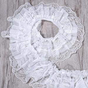 White Ruffle Trim 5.5 Yards White Fabric Lace Trim 2-Layer Pleated Edge Elastic Trims for Crafts Sewing DIY Gift Wrapping Dress Decoration 3.34" Width